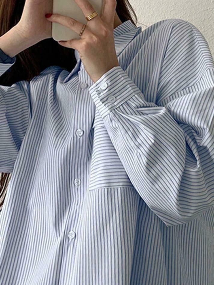 Coquette Aesthetic Striped Long Sleeve Blouse - Y2K Fashion Women's Top