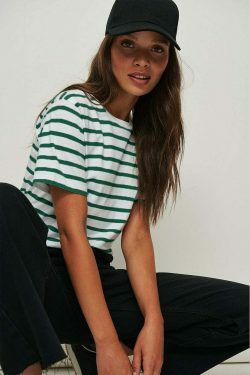 Coquette Aesthetic Striped Loose T-Shirt for Y2K Fashion Enthusiasts