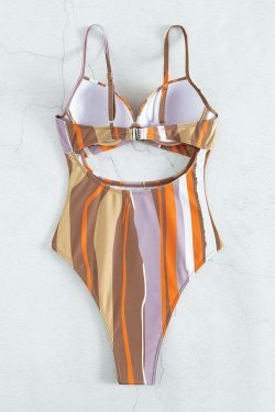 Coquette Aesthetic Striped One-Piece Swimsuit - Y2K Fashion Statement
