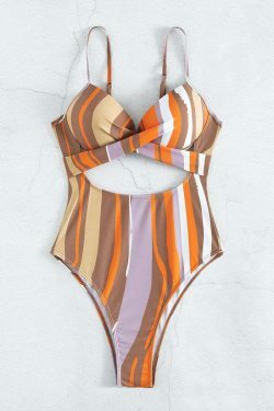 Coquette Aesthetic Striped One-Piece Swimsuit - Y2K Fashion Statement