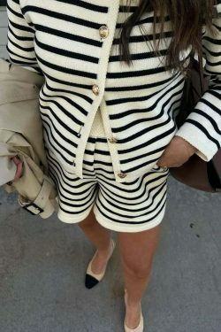 Coquette Aesthetic Striped Shorts Set - Y2K Fashion Outfit