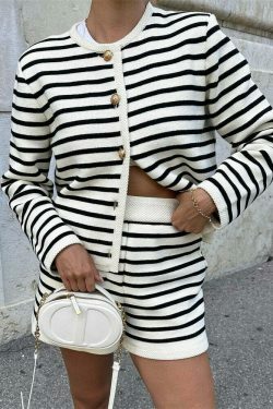 Coquette Aesthetic Striped Shorts Set - Y2K Fashion Outfit