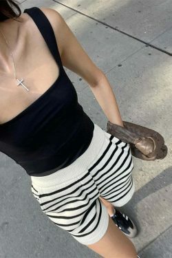 Coquette Aesthetic Striped Shorts Set - Y2K Fashion Outfit
