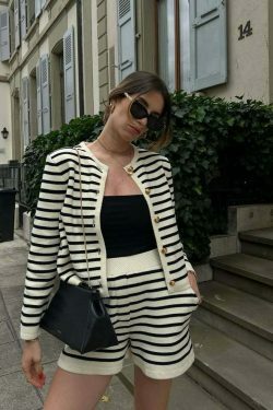 Coquette Aesthetic Striped Shorts Set - Y2K Fashion Outfit