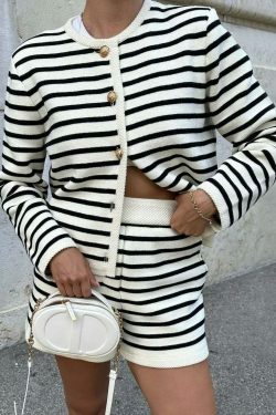 Coquette Aesthetic Striped Shorts Set - Y2K Fashion Outfit
