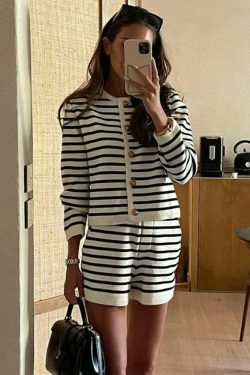 Coquette Aesthetic Striped Shorts Set - Y2K Fashion Outfit
