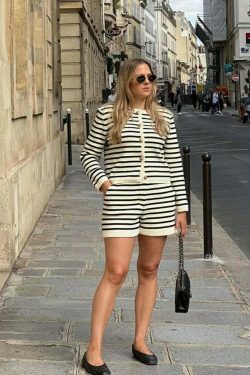 Coquette Aesthetic Striped Shorts Set - Y2K Fashion Outfit