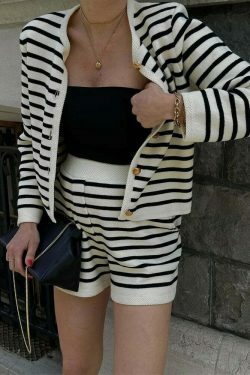 Coquette Aesthetic Striped Shorts Set - Y2K Fashion Outfit