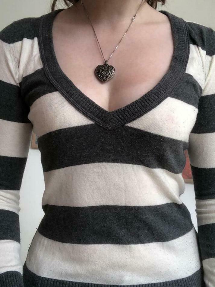 Coquette Aesthetic Striped Sweater: Y2K Fashion Slim-Fit Top for Women