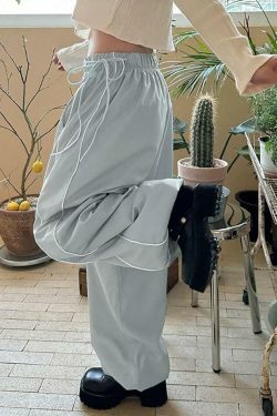 Coquette Aesthetic Striped Wide-Leg Sweatpants - Y2K Fashion Women's Lounge Bottoms