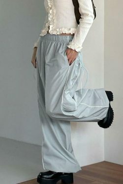 Coquette Aesthetic Striped Wide-Leg Sweatpants - Y2K Fashion Women's Lounge Bottoms