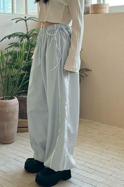 Coquette Aesthetic Striped Wide-Leg Sweatpants - Y2K Fashion Women's Lounge Bottoms