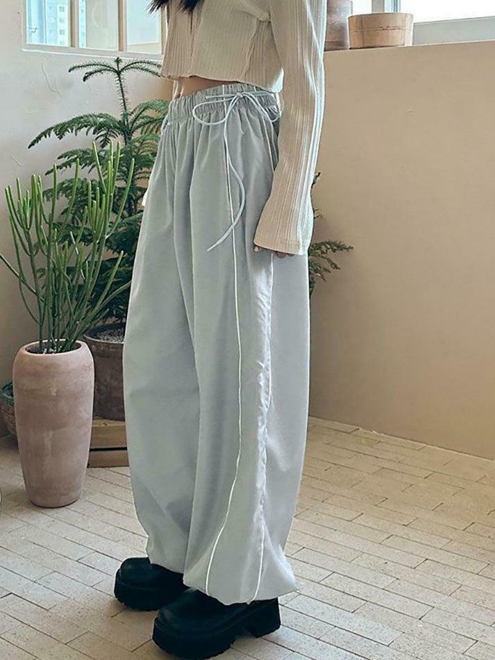 Coquette Aesthetic Striped Wide-Leg Sweatpants - Y2K Fashion Women's Lounge Bottoms