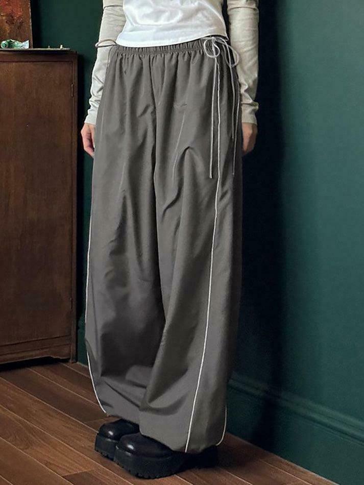 Coquette Aesthetic Striped Wide-Leg Sweatpants - Y2K Fashion Women's Lounge Bottoms