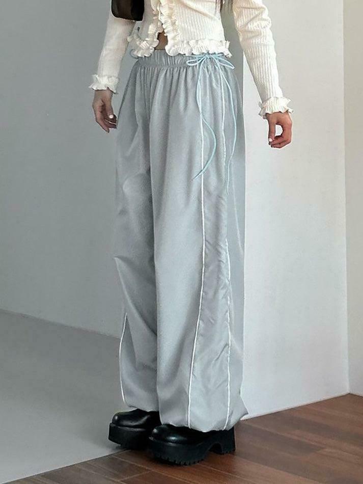 Coquette Aesthetic Striped Wide-Leg Sweatpants - Y2K Fashion Women's Lounge Bottoms