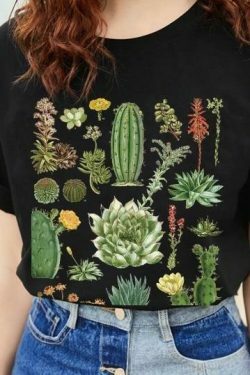 Coquette Aesthetic Succulent Cactus Graphic Tee - Y2K Fashion Women's Top