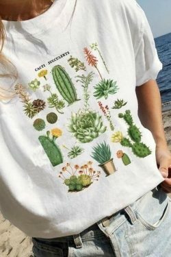 Coquette Aesthetic Succulent Cactus Graphic Tee - Y2K Fashion Women's Top