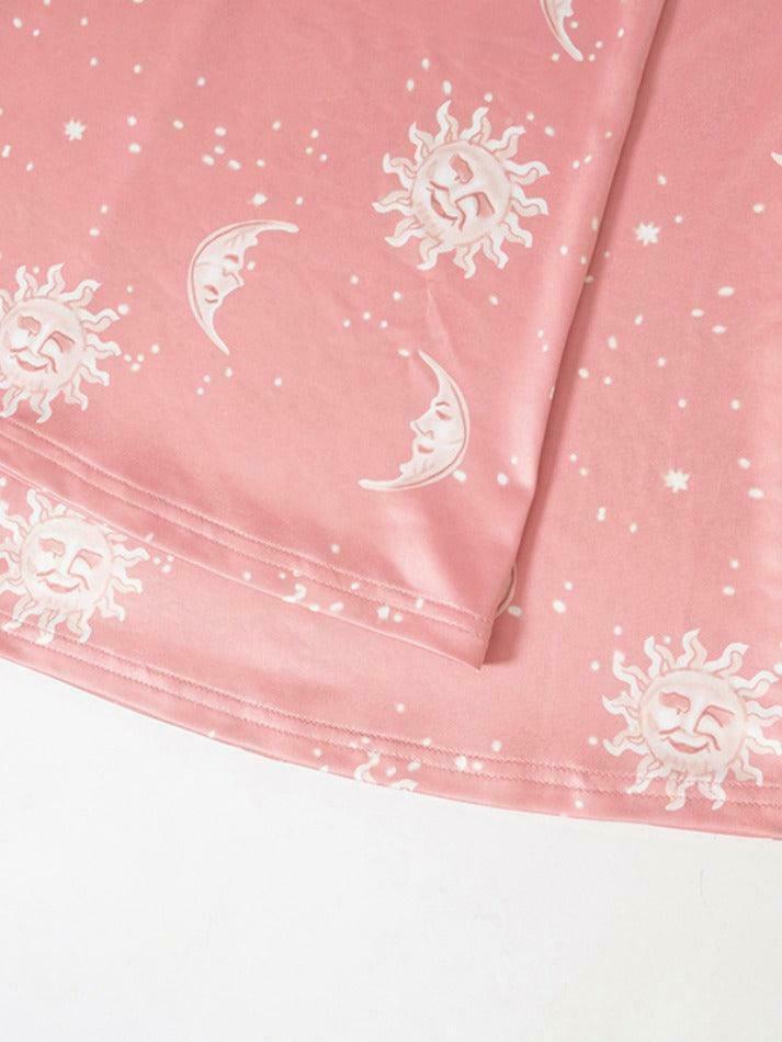 Coquette Aesthetic Sun Moon Print High Waist Flare Leg Pants Coquette Aesthetic Sun Moon Print High Waist Flare Leg Pants