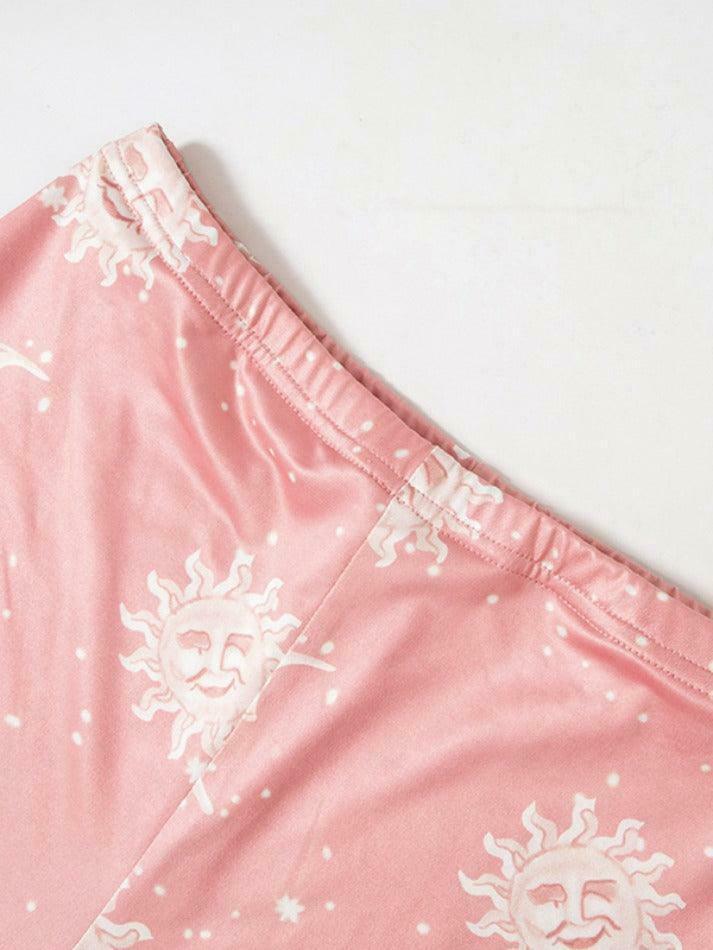 Coquette Aesthetic Sun Moon Print High Waist Flare Leg Pants Coquette Aesthetic Sun Moon Print High Waist Flare Leg Pants