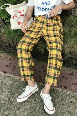 Coquette Aesthetic Sunflower Plaid Cargo Skirt for Women