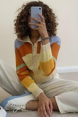 Coquette Aesthetic Sunset Knit Cardigan: Y2K Fashion, Grunge Style, Pastel Goth & Cute Tops