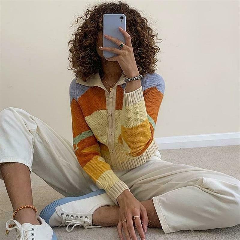 Coquette Aesthetic Sunset Knit Cardigan: Y2K Fashion, Grunge Style, Pastel Goth & Cute Tops