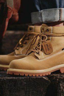 Coquette Aesthetic Tan Worker Boots - Y2K Fashion Statement for Women