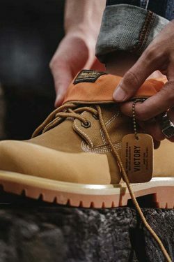 Coquette Aesthetic Tan Worker Boots - Y2K Fashion Statement for Women