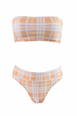 Coquette Aesthetic Tartan Bandeau Bikini Set - Y2K Fashion Swimwear
