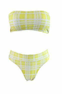 Coquette Aesthetic Tartan Bandeau Bikini Set - Y2K Fashion Swimwear