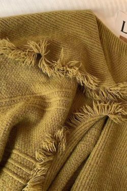 Coquette Aesthetic Tassel Trim Cardigan with Big Lapel - Y2K Fashion Statement