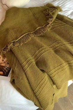 Coquette Aesthetic Tassel Trim Cardigan with Big Lapel - Y2K Fashion Statement