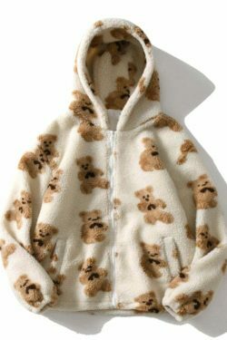 Coquette Aesthetic Teddy-Beddy Plush Zipper Hoodie