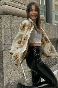 Coquette Aesthetic Teddy-Beddy Plush Zipper Hoodie