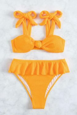 Coquette Aesthetic Tether Bow High Waist Beach Bikini - Y2K Fashion for Women