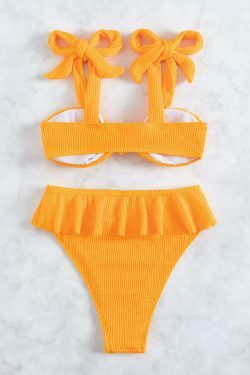Coquette Aesthetic Tether Bow High Waist Beach Bikini - Y2K Fashion for Women