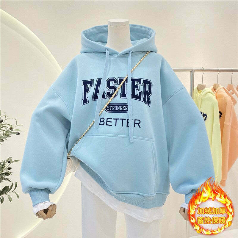 Coquette Aesthetic Thickened Letter Hoodie - Y2K Fashion Women's Clothing Coquette Aesthetic Thickened Letter Hoodie - Y2K Fashion Women's Clothing