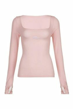 Coquette Aesthetic Tie-Back Embroidered Long Sleeve Tee in Y2K Fashion