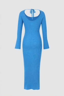 Coquette Aesthetic Tie Back Maxi Dress: Y2K Fashion with Grunge Style, Pastel Goth Vibes