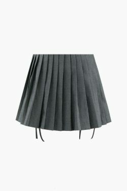 Coquette Aesthetic Tie Detail Pleated Mini Skirt - Y2K Fashion Statement Piece