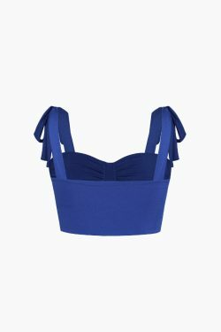 Coquette Aesthetic Tie Strap Ruched Crop Top - Y2K Fashion Statement Piece