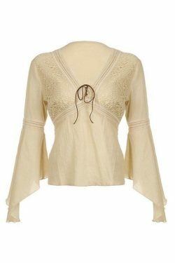 Coquette Aesthetic Tribal Cutout V-Neck Flared Sleeve Blouse - Y2K Fashion Statement