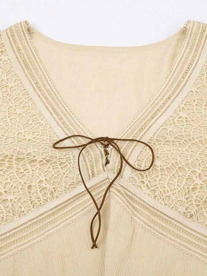 Coquette Aesthetic Tribal Cutout V-Neck Flared Sleeve Blouse - Y2K Fashion Statement Coquette Aesthetic Tribal Cutout V-Neck Flared Sleeve Blouse - Y2K Fashion Statement