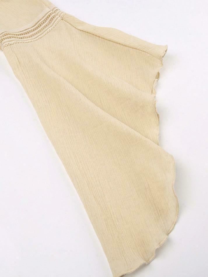 Coquette Aesthetic Tribal Cutout V-Neck Flared Sleeve Blouse - Y2K Fashion Statement Coquette Aesthetic Tribal Cutout V-Neck Flared Sleeve Blouse - Y2K Fashion Statement