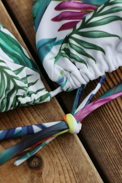 Coquette Aesthetic Tropical Palm Print Thong Bikini Set