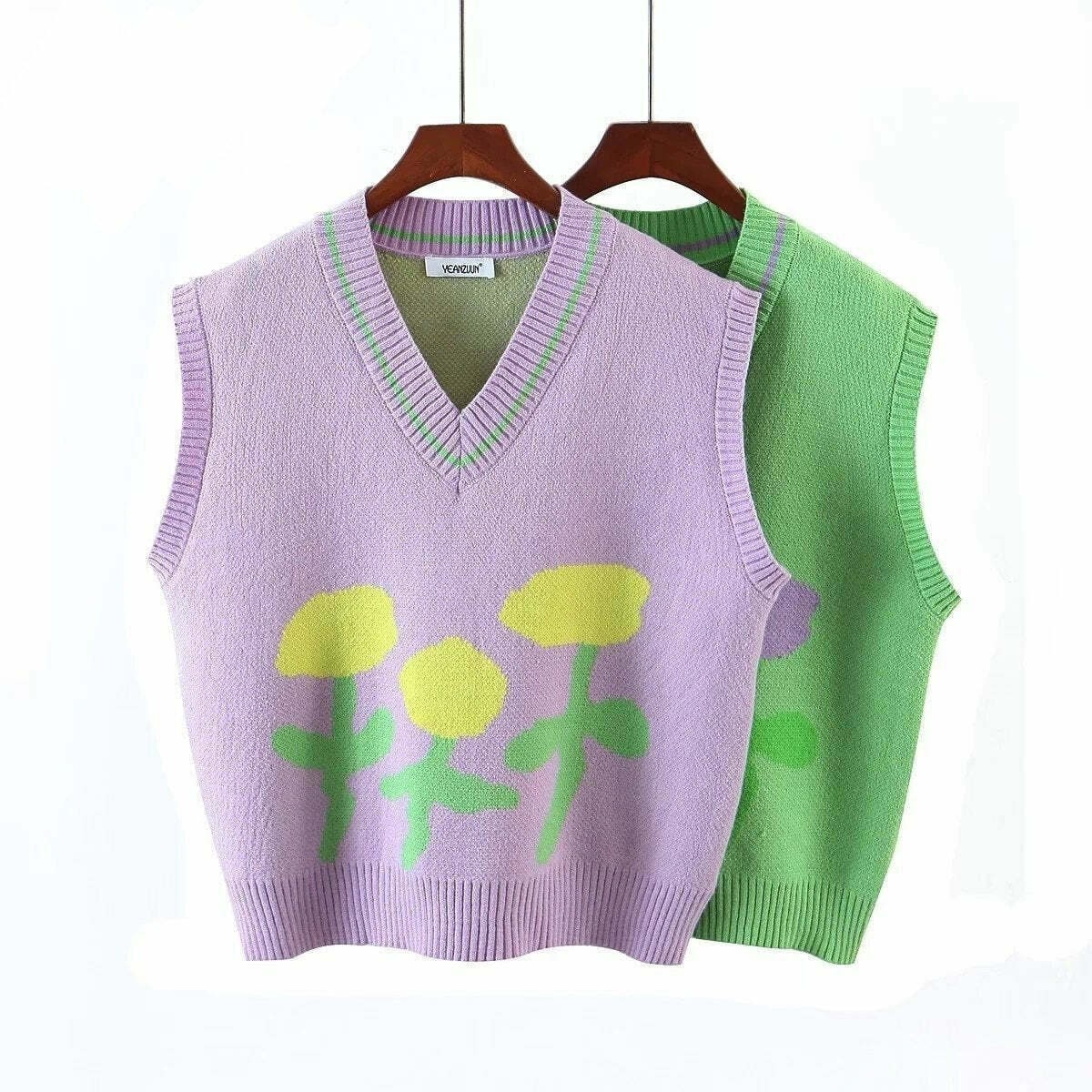 Coquette Aesthetic Tulip Knit Vest - Y2K Fashion Women's Clothing for Grunge and Pastel Goth Style Coquette Aesthetic Tulip Knit Vest - Y2K Fashion Women's Clothing for Grunge and Pastel Goth Style