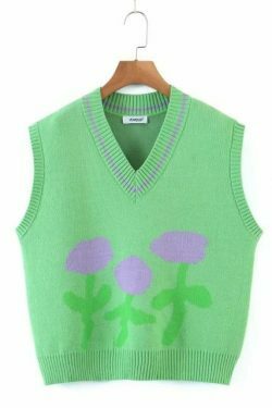 Coquette Aesthetic Tulip Knit Vest - Y2K Fashion Women's Clothing for Grunge and Pastel Goth Style