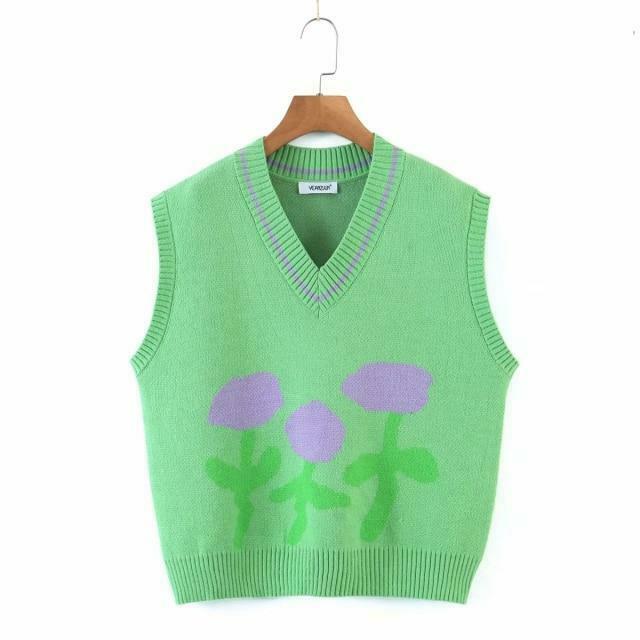 Coquette Aesthetic Tulip Knit Vest - Y2K Fashion Women's Clothing for Grunge and Pastel Goth Style Coquette Aesthetic Tulip Knit Vest - Y2K Fashion Women's Clothing for Grunge and Pastel Goth Style