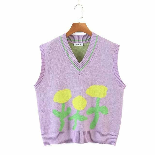 Coquette Aesthetic Tulip Knit Vest - Y2K Fashion Women's Clothing for Grunge and Pastel Goth Style Coquette Aesthetic Tulip Knit Vest - Y2K Fashion Women's Clothing for Grunge and Pastel Goth Style