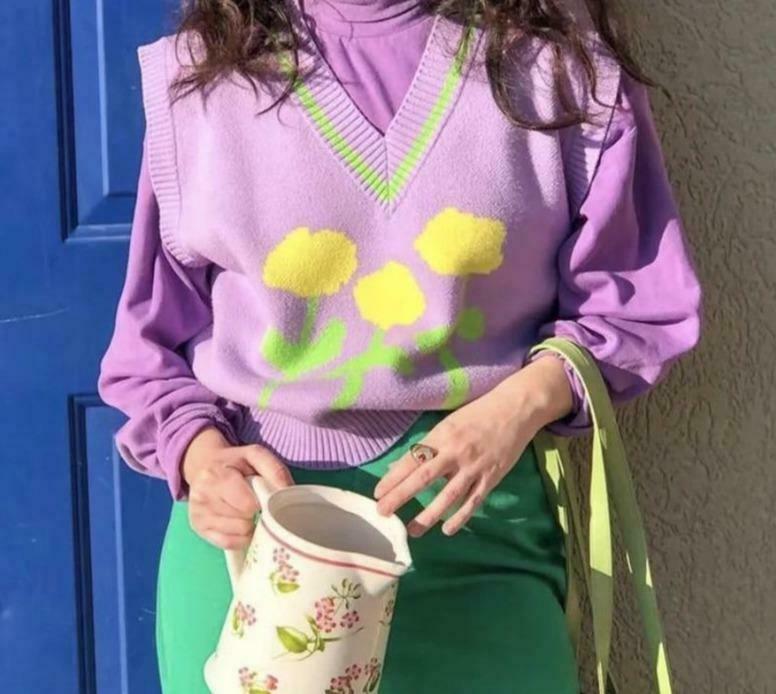 Coquette Aesthetic Tulip Knit Vest - Y2K Fashion Women's Clothing for Grunge and Pastel Goth Style Coquette Aesthetic Tulip Knit Vest - Y2K Fashion Women's Clothing for Grunge and Pastel Goth Style